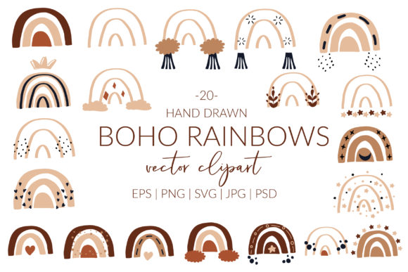 Boho Rainbow Cricut Rainbow Set: A Versatile Graphic Design Asset