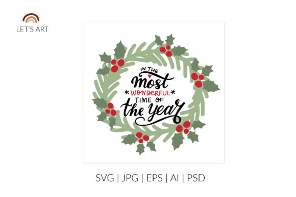 Christmas Wreathe with Holly Berries Graphics for Branding