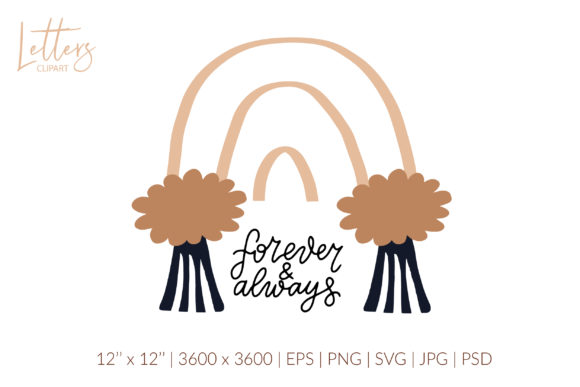 Forever and Always. Boho Rainbow Svg for Graphic Design Projects