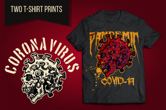 Illustration Coronavirus Skull Graphics for Digital Selling