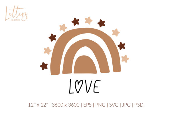 Love Phrase Svg. Boho Rainbow Graphic for Handmade Creations