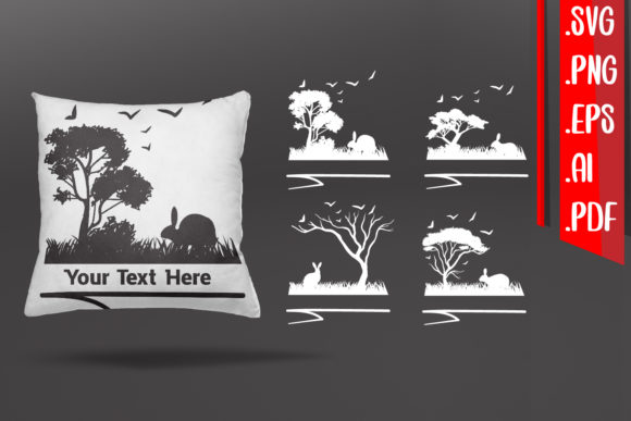 Rabbit Split Silhouette SVG EPS PNG AI for Crafts and Graphics