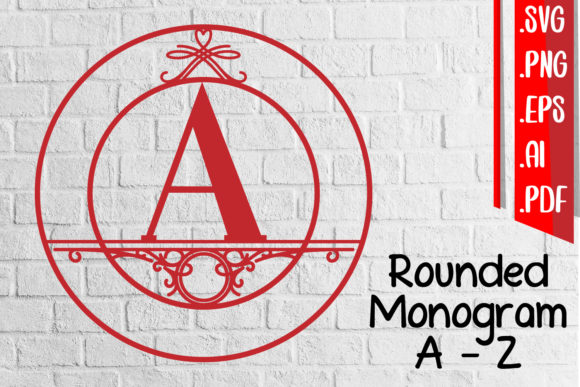 Rounded Monogram Alphabet a-Z for Crafts and Graphics