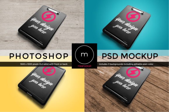 Storage Clipboard Angled Product Mock Up for Graphics & Folders