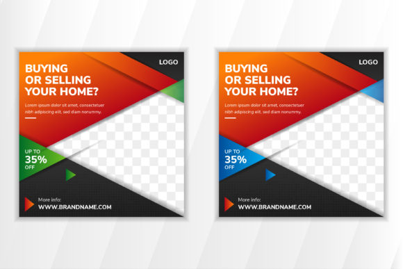 Triangle Home Square Banner Shadow Graphic Template Review