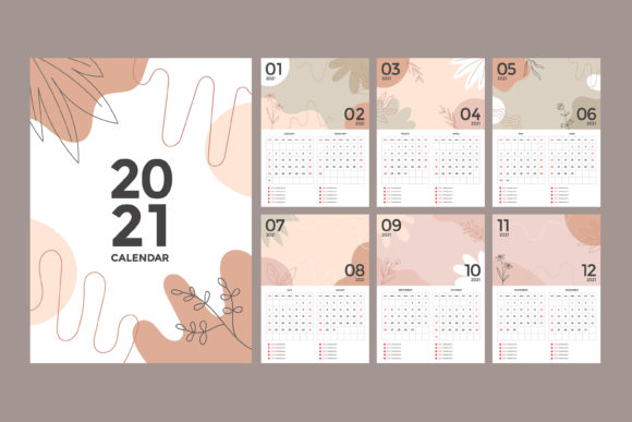 Wall Calendar 2021 Design for Graphic Templates